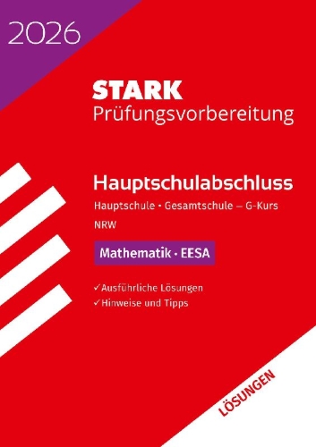 Buchcover und Innenansicht für das Buch: STARK Lösungen zu Mathematik G-Kurs - Hauptschulabschluss (EESA) 2026 NRW - Prüfungsvorbereitung
