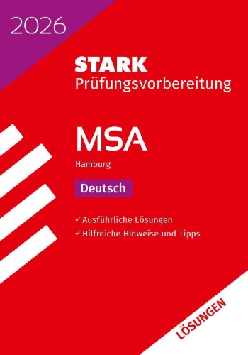 Buchcover und Innenansicht für das Buch: STARK Lösungen zu Deutsch - MSA 2026 Hamburg - Prüfungsvorbereitung