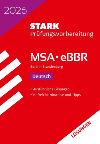 Buchcover und Innenansicht für das Buch: STARK Lösungen zu Deutsch - MSA/eBBR 2026 Berlin/Brandenburg - Prüfungsvorbereitung