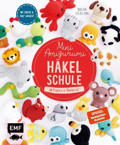 Buchcover und Innenansicht für das Buch: Mini Amigurumi Made Easy
