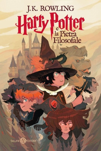 Buchcover und Innenansicht für das Buch: Harry Potter e la pietra filosofale