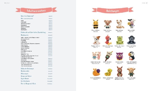 Buchcover und Innenansicht für das Buch: Amigurumi Made Easy: 16 Straightforward Animal Crochet Patterns