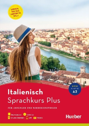 Buchcover und Innenansicht für das Buch: Sprachkurs Plus Italienisch. Buch mit MP3-CD, Onlineübungen, App und Videos