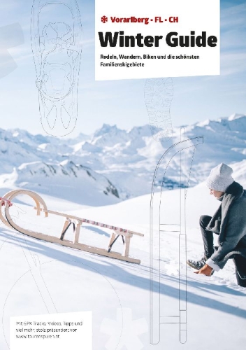 Buchcover und Innenansicht für das Buch: Winter Guide. Rodeln, Wandern, Biken und die schönsten Familienskigebiete