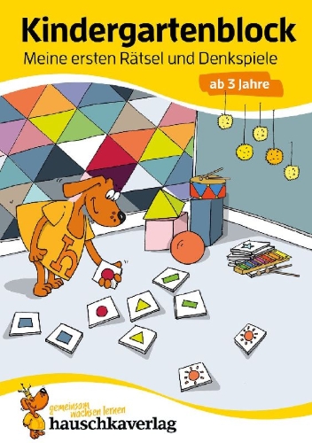 Buchcover und Innenansicht für das Buch: Kindergartenblock ab 3 Jahre - Meine ersten Rätsel und Denkspiele