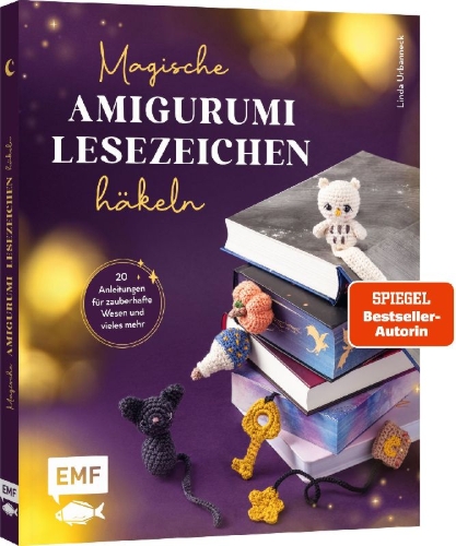 Buchcover und Innenansicht für das Buch: Magische Amigurumi-Lesezeichen häkeln
