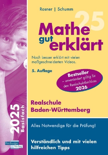 Buchcover und Innenansicht für das Buch: Mathe gut erklärt Realschule Baden-Württemberg