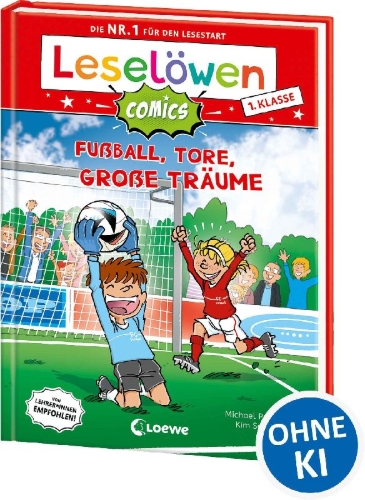 Buchcover und Innenansicht für das Buch: Leselöwen Comics 1. Klasse - Fußball, Tore, große Träume