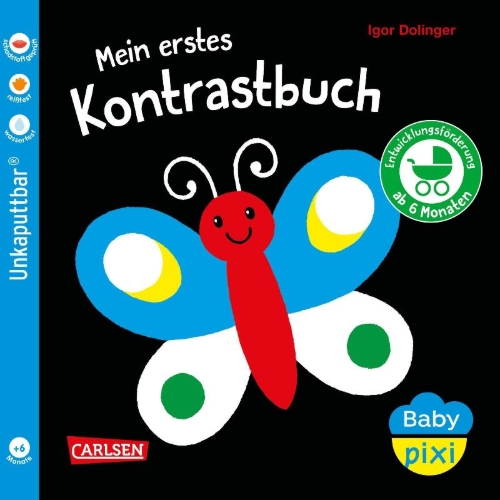Buchcover und Innenansicht für das Buch: Baby Pixi (unkaputtbar) 157: Mein erstes Kontrastbuch ab 6 Monaten