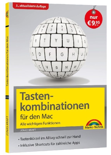 Buchcover und Innenansicht für das Buch: Tastenkombinationen für den Mac