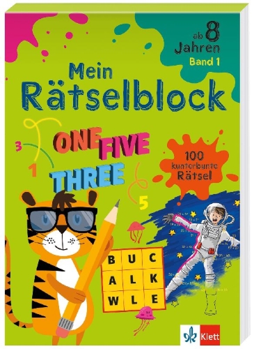 Buchcover und Innenansicht für das Buch: Klett mein Rätselblock ab 8 Jahren Band 1