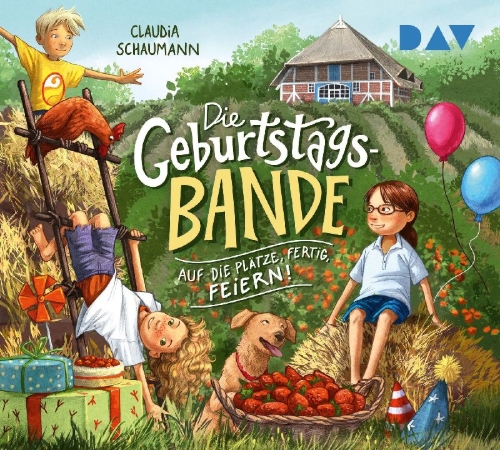 Buchcover und Innenansicht für das Buch: Die Geburtstagsbande - Teil 1: Auf die Plätze, fertig, feiern!
