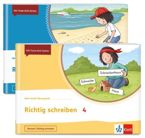 Buchcover und Innenansicht für das Buch: Mein Anoki-Übungsheft - Paket Richtig schreiben / Richtig rechnen 4