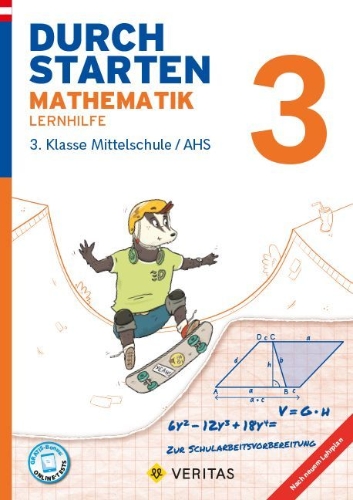 Buchcover und Innenansicht für das Buch: Durchstarten 3. Klasse - Mathematik Mittelschule/AHS - Lernhilfe