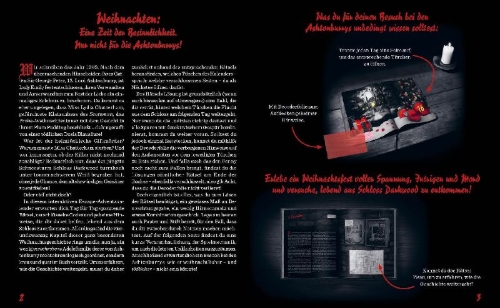 Buchcover und Innenansicht für das Buch: Der offizielle Escape-Adventskalender zum Original Krimidinner®: O du Tödliche - Weihnachten bei den Ashtonburrys