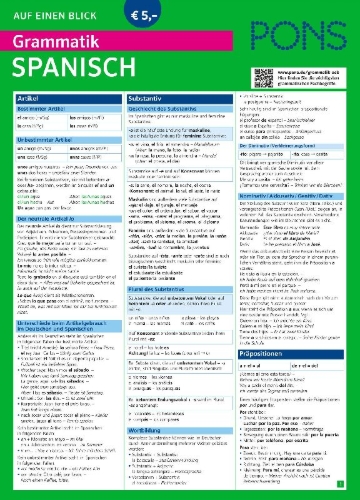 Buchcover und Innenansicht für das Buch: PONS Grammatik auf einen Blick Spanisch