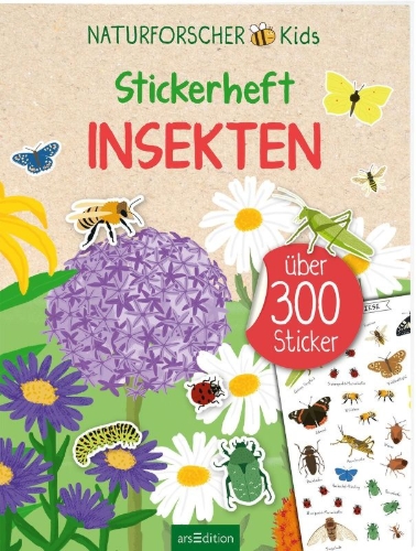 Buchcover und Innenansicht für das Buch: Naturforscher-Kids - Stickerheft Insekten