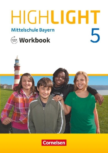 Buchcover und Innenansicht für das Buch: Highlight 5. Jahrgangsstufe - Mittelschule Bayern - Workbook mit Audios online