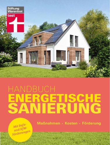 Buchcover und Innenansicht für das Buch: Handbuch Energetische Sanierung