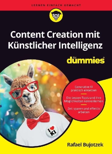 Buchcover und Innenansicht für das Buch: Content Creation mit Künstlicher Intelligenz für Dummies