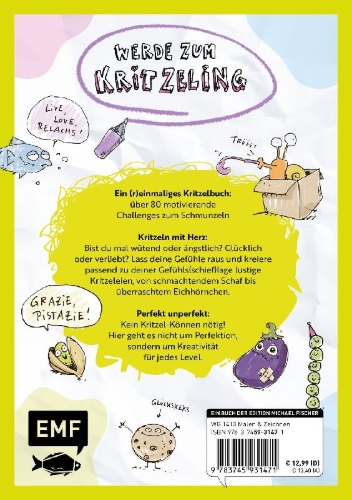 Buchcover und Innenansicht für das Buch: Mein (un)perfektes Kritzelbuch