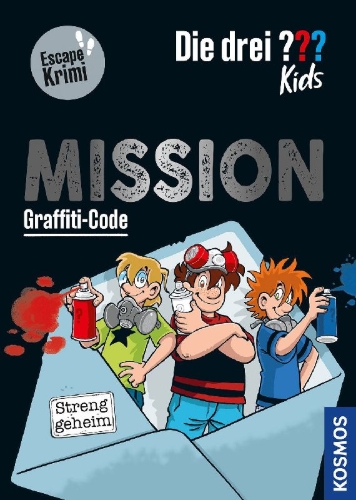Buchcover und Innenansicht für das Buch: Die drei ??? Kids, Mission Graffiti-Code