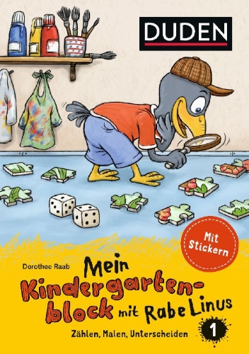 Buchcover und Innenansicht für das Buch: Mein Kindergartenblock mit Rabe Linus 1