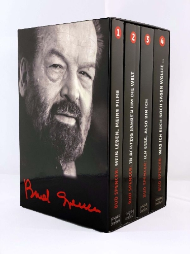 Buchcover und Innenansicht für das Buch: Bud Spencer: Alle vier Bud-Spencer-Paperbacks im Schuber