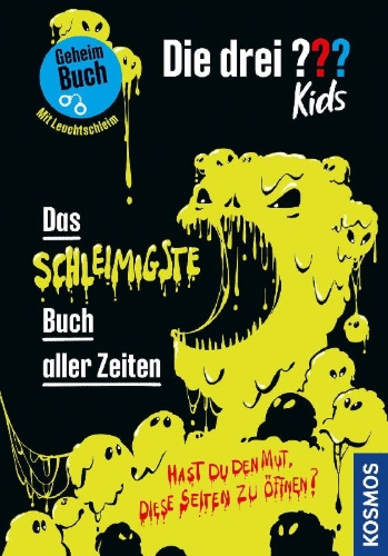 Buchcover und Innenansicht für das Buch: Die drei ??? Kids, Das schleimigste Buch aller Zeiten