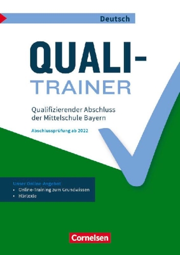 Buchcover und Innenansicht für das Buch: Abschlussprüfungstrainer Deutsch 9. Jahrgangsstufe - Bayern - Quali-Trainer