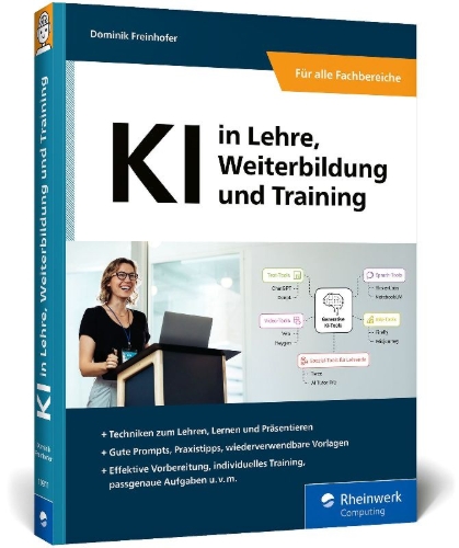 Buchcover und Innenansicht für das Buch: KI in Lehre, Weiterbildung und Training