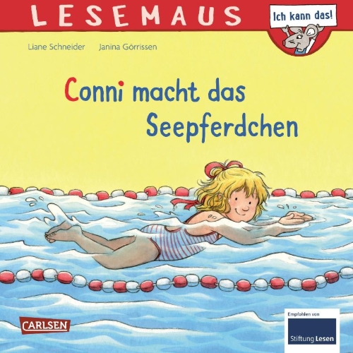 Buchcover und Innenansicht für das Buch: Conni macht das Seepferdchen (Neuausgabe)