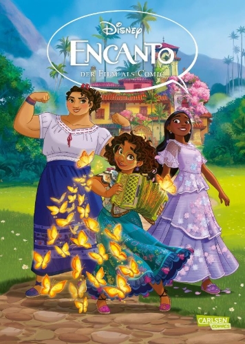 Buchcover und Innenansicht für das Buch: The Story of the Movie in Comics. Encanto