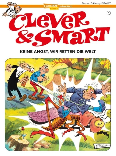 Buchcover und Innenansicht für das Buch: Mortadelo y Filemon: El Sulfato Atomico