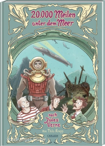 Buchcover und Innenansicht für das Buch: 20.000 Meilen unter dem Meer
