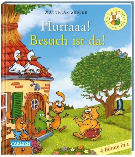 Buchcover und Innenansicht für das Buch: Nulli & Priesemut: Hurraaa! Besuch ist da! - 4 Bände in 1