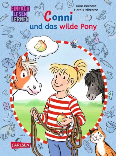 Buchcover und Innenansicht für das Buch: Lesespaß mit Conni: Conni und das wilde Pony (Zum Lesenlernen)