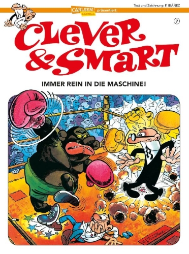 Buchcover und Innenansicht für das Buch: Mortadelo y Filemon: La máquina del cambiazo
