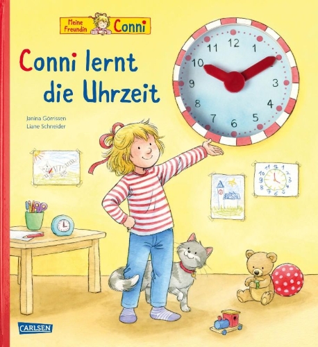 Buchcover und Innenansicht für das Buch: Conni-Bilderbücher: Conni lernt die Uhrzeit