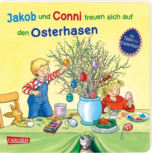 Buchcover und Innenansicht für das Buch: Jakob und Conni freuen sich auf den Osterhasen