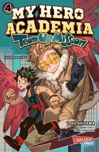 Buchcover und Innenansicht für das Buch: Boku no Hero Academia: Team Up Mission
