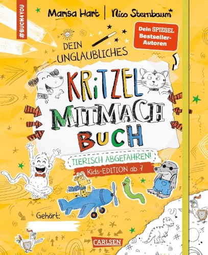 Buchcover und Innenansicht für das Buch: #buch4you: Dein unglaubliches Kritzel-Mitmach-Buch