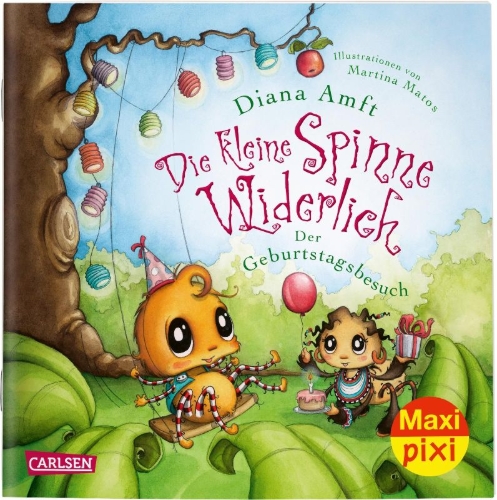 Buchcover und Innenansicht für das Buch: Maxi Pixi 312: VE 5 Die kleine Spinne Widerlich: Der Geburtstagsbesuch (5 Exemplare)