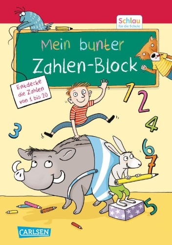 Buchcover und Innenansicht für das Buch: Schlau für die Schule: Mein bunter Zahlen-Block