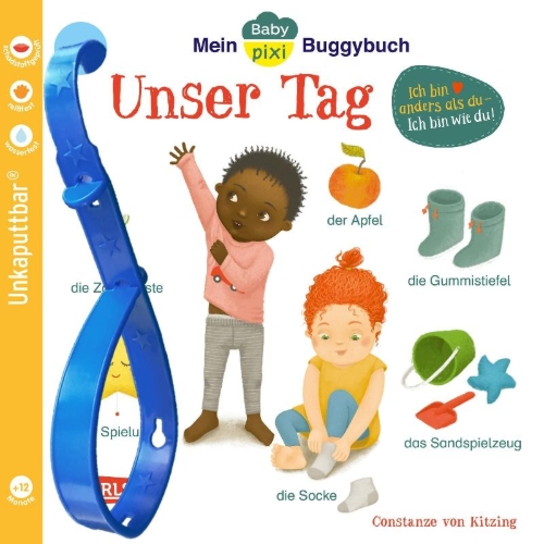 Buchcover und Innenansicht für das Buch: Baby Pixi (unkaputtbar) 146: Mein Baby-Pixi-Buggybuch: Unser Tag