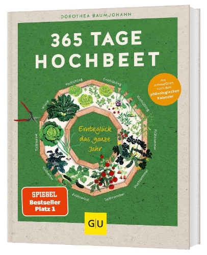 Buchcover und Innenansicht für das Buch: 365 Tage Hochbeet