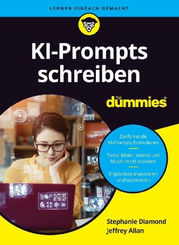 Buchcover und Innenansicht für das Buch: KI-Prompts schreiben für Dummies
