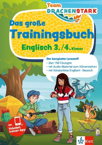 Buchcover und Innenansicht für das Buch: Team Drachenstark: Das große Trainingsbuch Englisch 3./4. Klasse