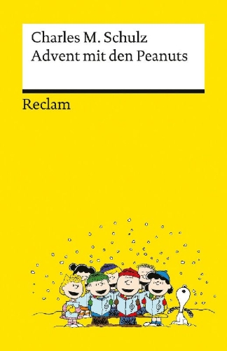 Buchcover und Innenansicht für das Buch: Advent mit den Peanuts. Adventskalenderbuch mit 24 Comics der beliebtesten Peanuts-Figuren  - Reclams Universal-Bibliothek