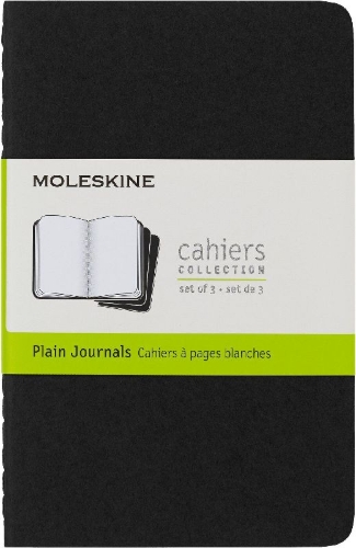 Buchcover und Innenansicht für das Buch: Moleskine Cahier pocket blanko schwarz DIN A6. 3er Pack